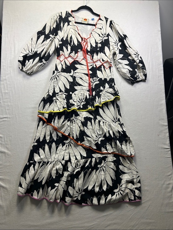 FARM Rio Dresses & Skirts - FARM Rio Black & White Floral Maxi Dress with Color-Trim Accents